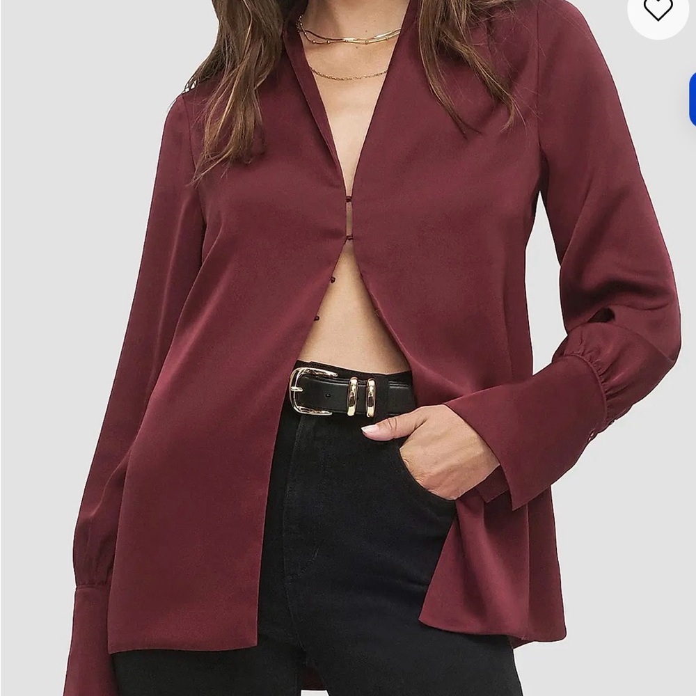 Favorite Daughter Wine Button-Front Long Sleeve Shirt